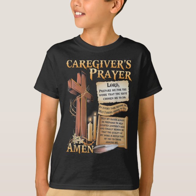 Camiseta Cuidadores Oram Cruz Cristã Fé Esperança Amor (Frente)