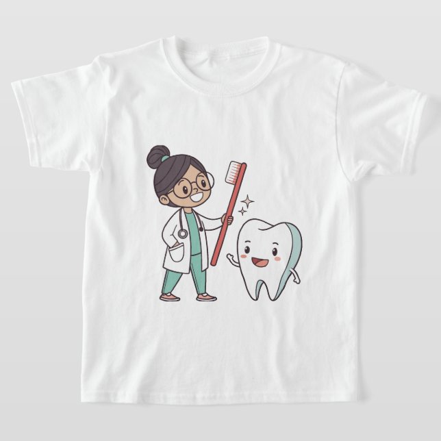Camiseta Cuidados dentários com dentes felizes (Postura )