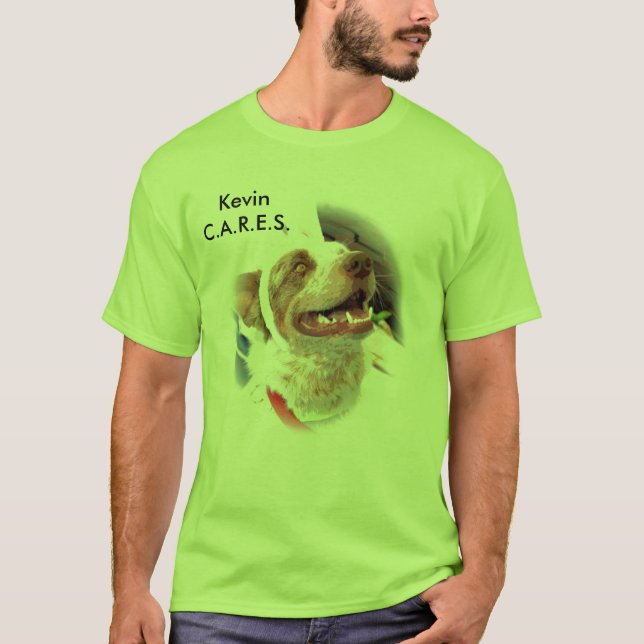 Camiseta CUIDADOS - Kev - vaqueiro (Frente)