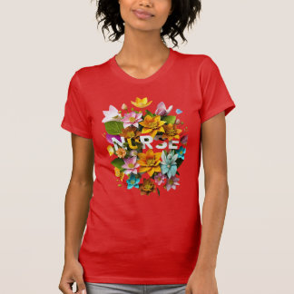 Camiseta Cuidados Sangrentos - Homenagem Floral às Enfermei