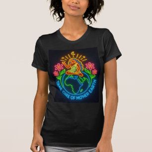 Camiseta Cuide da Mãe Terra – Arte da Deusa da Terra em Neo