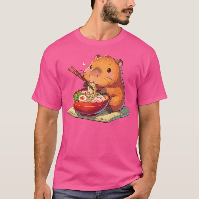 Camiseta Cuja Capybara Come Ramen Noodles Capybara Ramen (Frente)