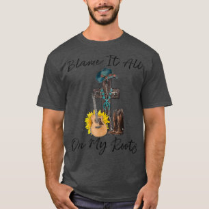 Camiseta Culpa-O Nas Minhas Raízes Jesus Cruzando Guitarra 