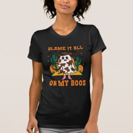 Camiseta Culpa Tudo No Meu Boos Cowboy Ghost Halloween