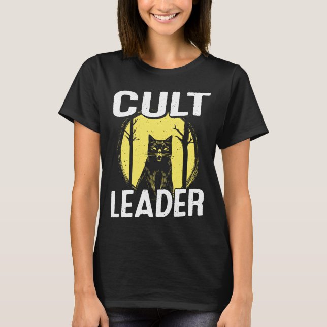 Camiseta Cult Leader Cat Satanic Baphomet Occult Witchcraft (Frente)