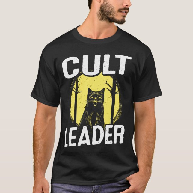 Camiseta Cult Leader Cat Satanic Baphomet Occult Witchcraft (Frente)