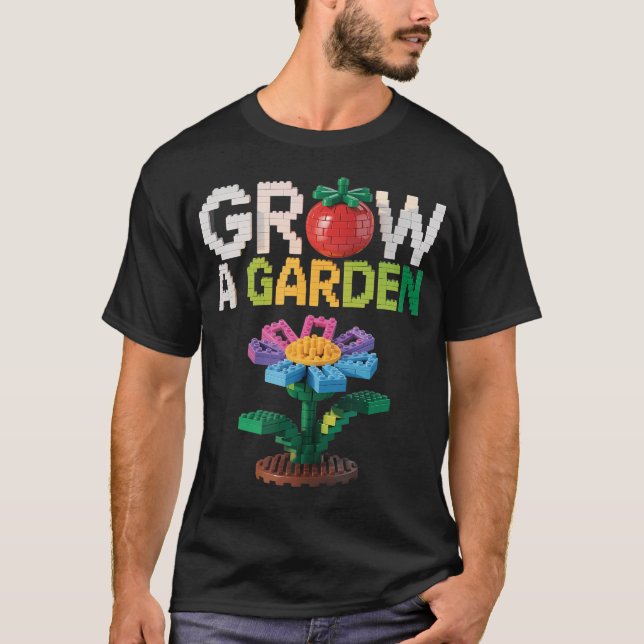 Camiseta Cultive Um Jardim Doce Fruta Gamer Bloco de Constr (Frente)