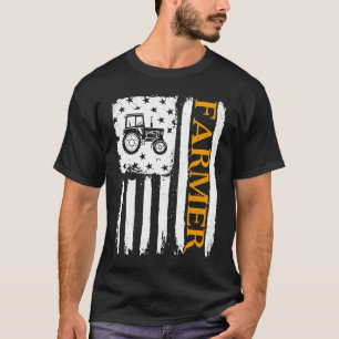 Camiseta Cultivo de Trator Patriótico Farmador de Bandeiras