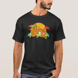 Camiseta Cultura Chinesa Fantasia Mítica Criatura Sunset D