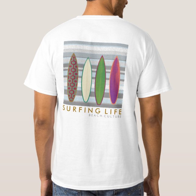 Camiseta cultura de praia. surfar na vida (Verso)