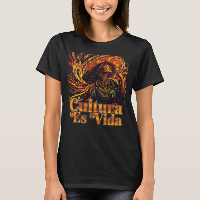 Camiseta Cultura Es Vida, Patrimônio Hispânico Mês (Frente)