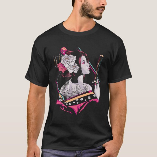 Camiseta Cultura japonesa Samurai Cherry Blossom Sakura (Frente)