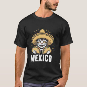 Camiseta Cultura Mexicana Lover Engraçado Cat Taco no Méxic