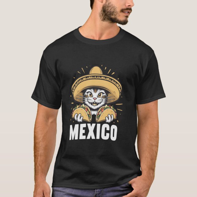 Camiseta Cultura Mexicana Lover Engraçado Cat Taco no Méxic (Frente)