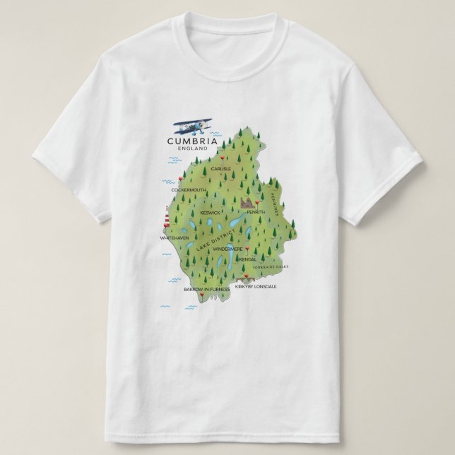 Camiseta Cumbria England Map poster de viagens. (Frente do Design)