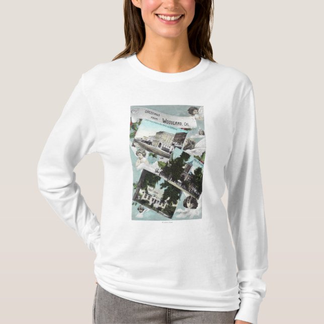 Camiseta Cumprimentos com de ViewsWoodland cénico, CA (Frente)