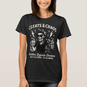 Camiseta Cunha e Caos Esqueleto Mãe de Futebol Engraçado à