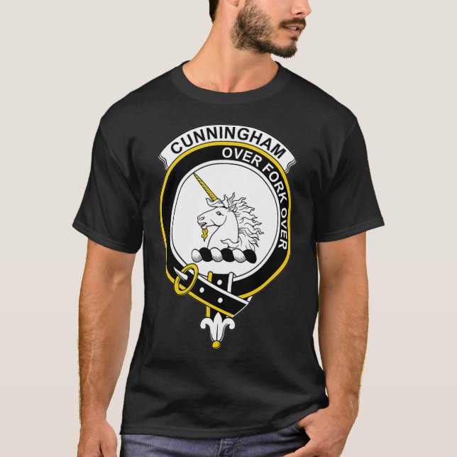 Camiseta Cunningham Casaco da Guarda Familiar de Armas (Frente)