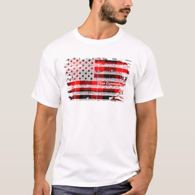 Camiseta Cunningham Surname American Flag Clan Tar (Frente)