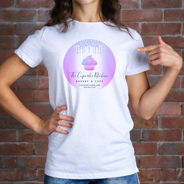 Camiseta Cupcake Bakery Café de pastelaria Glitter Roxo (Criador carregado)