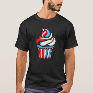 Camiseta Cupcake bonito 4 de julho Cores EUA vermelho W