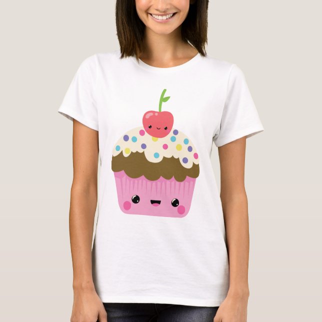 Camiseta Cupcake bonito de Kawaii (Frente)