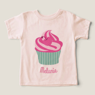 Camiseta Cupcake Cor-de-Rosa Personalizado Fofinho
