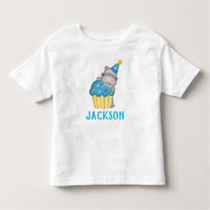 Camiseta Cupcake de Aniversário de Hippo Bonito Personaliza
