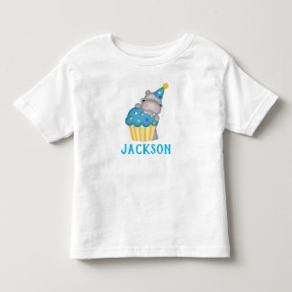 Camiseta Cupcake de Aniversário de Hippo Bonito Personaliza