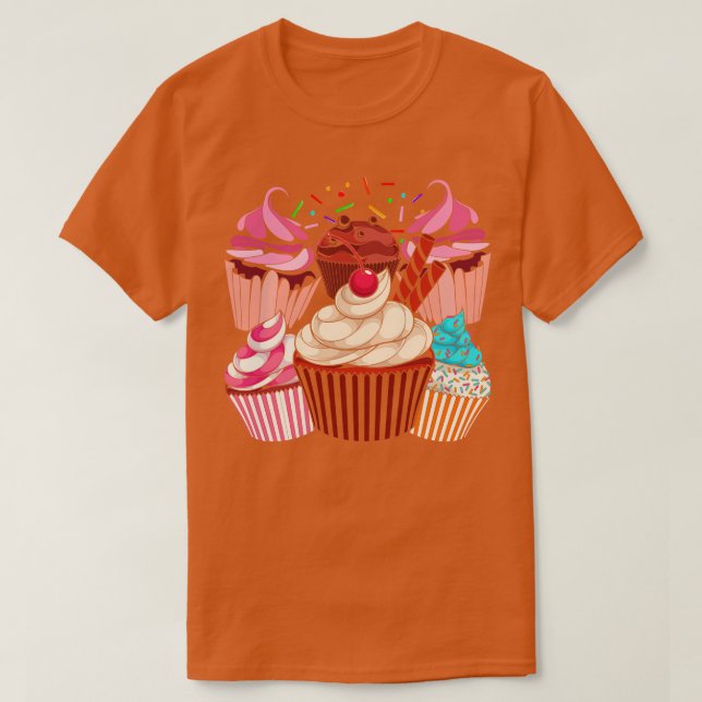 Camiseta Cupcake de aspersão de folhas de espuma (Frente do Design)
