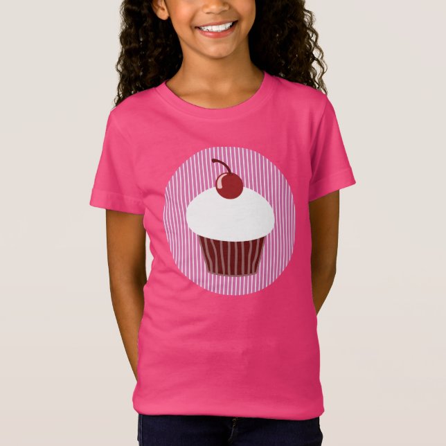 Camiseta Cupcake de baunilha e tiras rosadas (Frente)