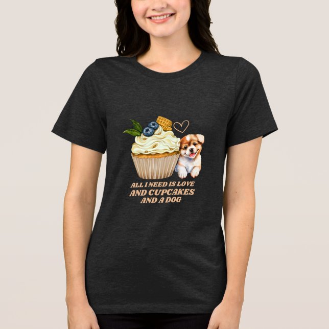 Camiseta Cupcake de Cão Cachorro Gift Teto (Frente)