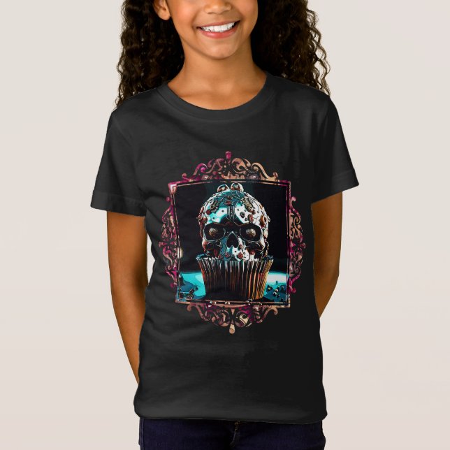 Camiseta Cupcake de Caveira de Clocagem (Frente)
