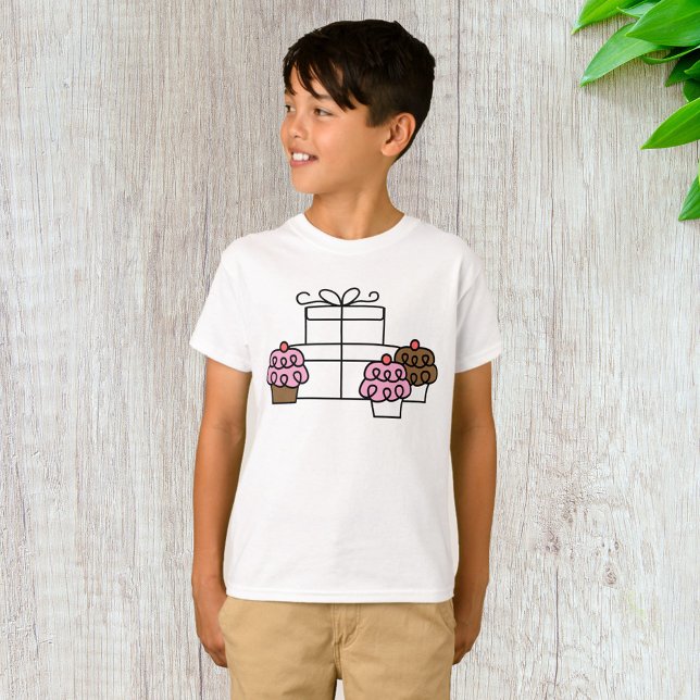 Camiseta Cupcake de Celebração e Caixa de Presente Doce (Criador carregado)