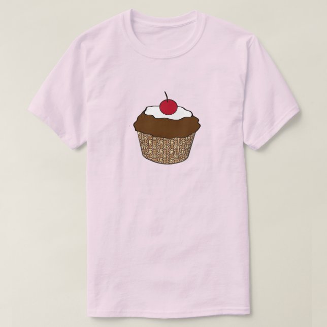 Camiseta Cupcake de Chocolate com uma Cereja (Frente do Design)