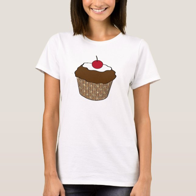 Camiseta Cupcake de Chocolate com uma Cereja (Frente)