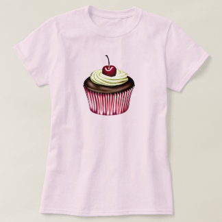 Camiseta Cupcake de Chocolate com uma Cereja em Cima