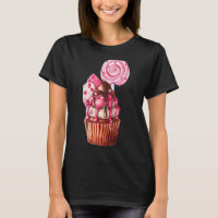 Cupcake de chocolate cor-de-rosa, água Comida de v