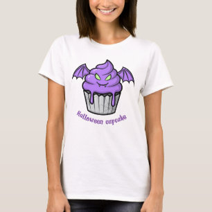 Camiseta Cupcake de Dia das Bruxas Assombrado com Olhos Bri