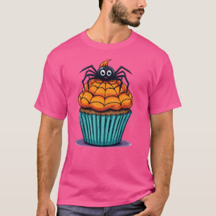 Camiseta Cupcake de Dia das Bruxas Bonito com Aranha - Esti