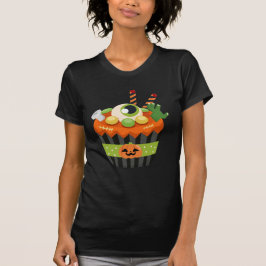 Camiseta Cupcake de Halloween bonito e assustador com uma b