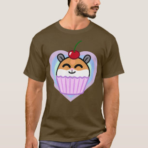 Camiseta Cupcake de Hamster Feliz Kawaii