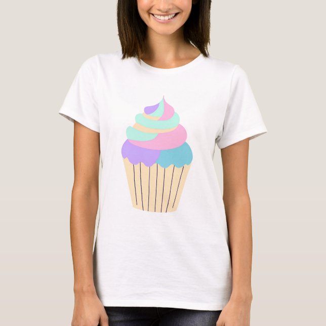 Camiseta Cupcake de Pastel Adorável com Glacé Whimsical (Frente)