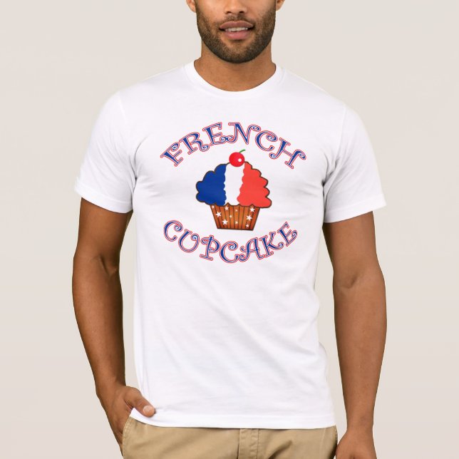 Camiseta Cupcake francês em cores francesas da bandeira (Frente)