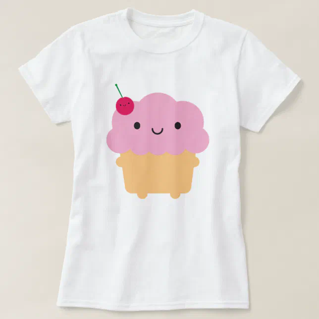 Camiseta Roupa do coração do cupcake de Kawaii