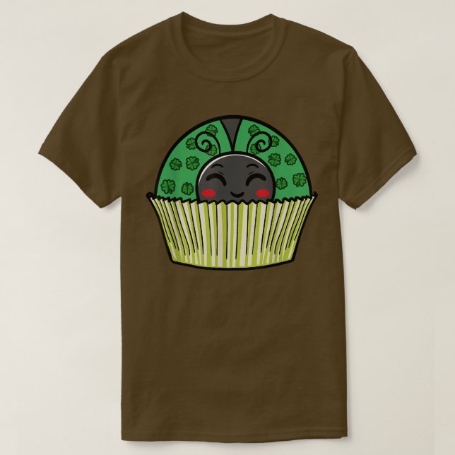 Camiseta Cupcake Ladybug Saint Patricks Day Shamrock Folaf  (Frente do Design)