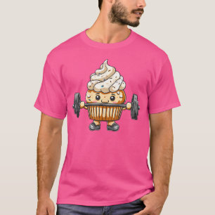 Camiseta Cupcake Pesando Barbell Workout Baking Weigh