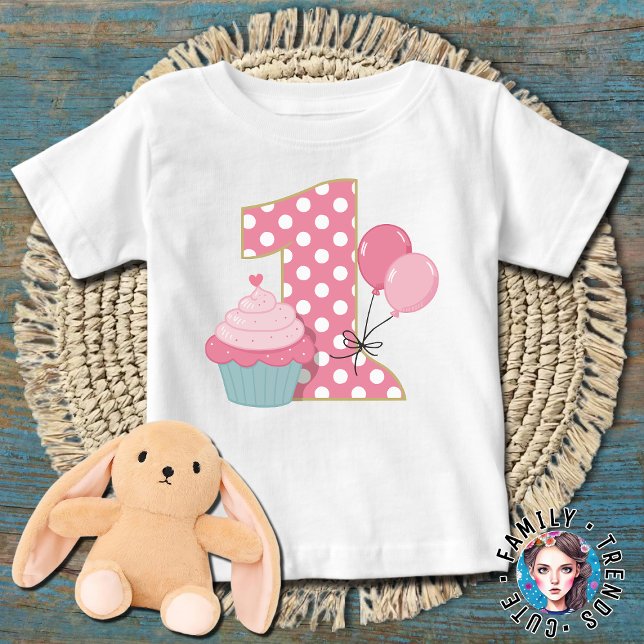 Camiseta Cupcake Primeiro Aniversário (Criador carregado)