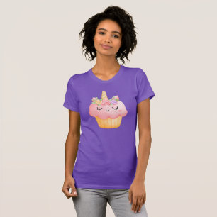 Camiseta Cupcake rosa-claro Unicórnio com Rosas