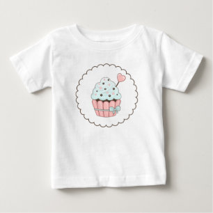 Camiseta Cupcake rosa- e Design azul-mint